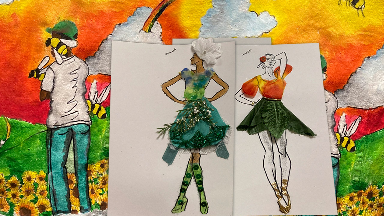 Colorful dress sketches