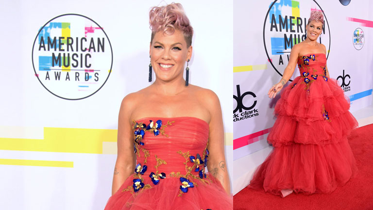 Pink Wears Monique Lhuillier to American Music Awards