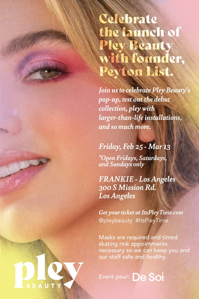 Pley Beauty invitation to popup event in Downtown Los Angeles 2022