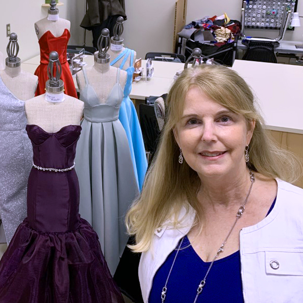Jill Jeffrey with her dress designs