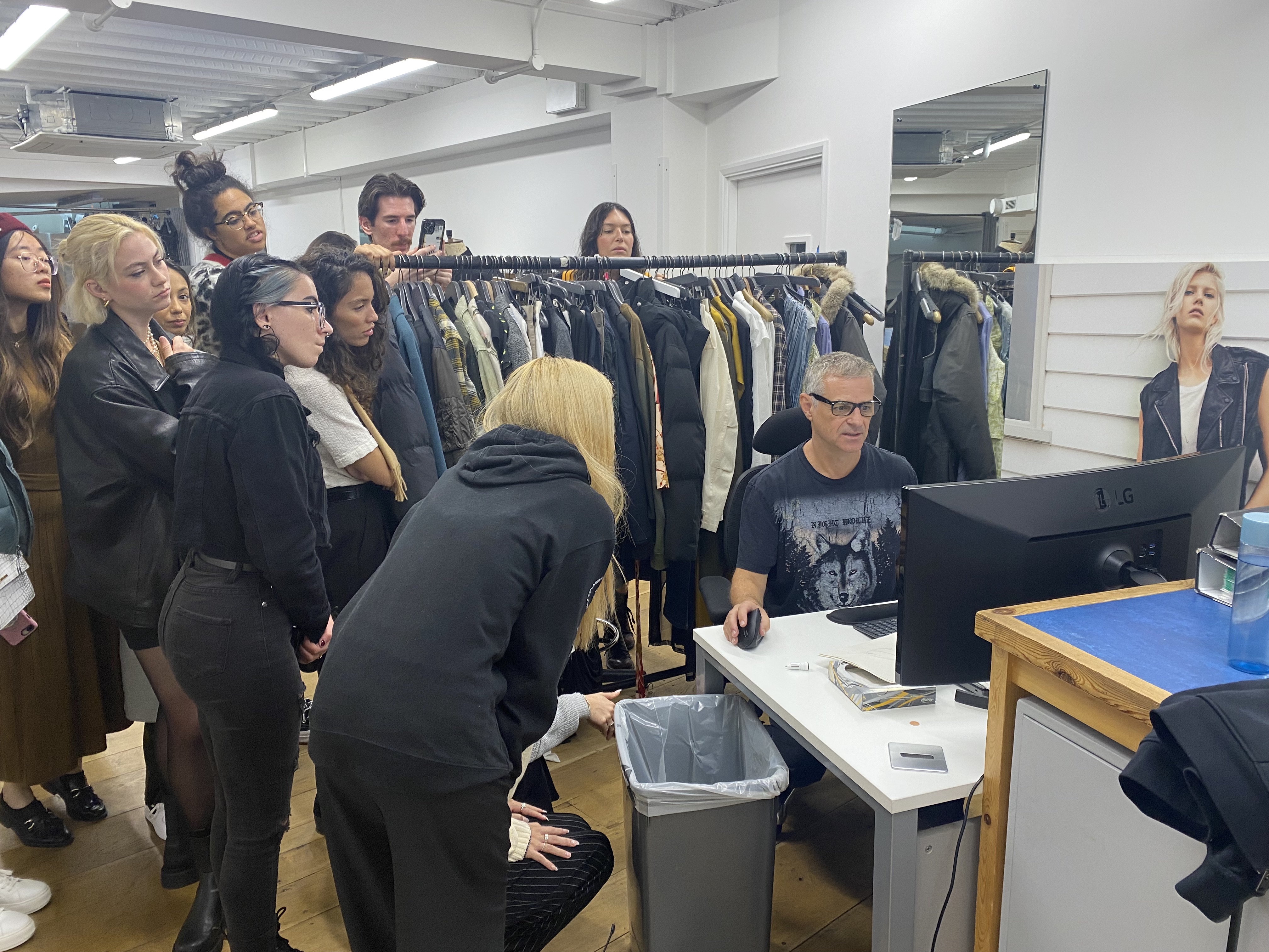 FIDM grad Cassidy Sobey with FIDM students at AllSaints fashion headquarters in London England