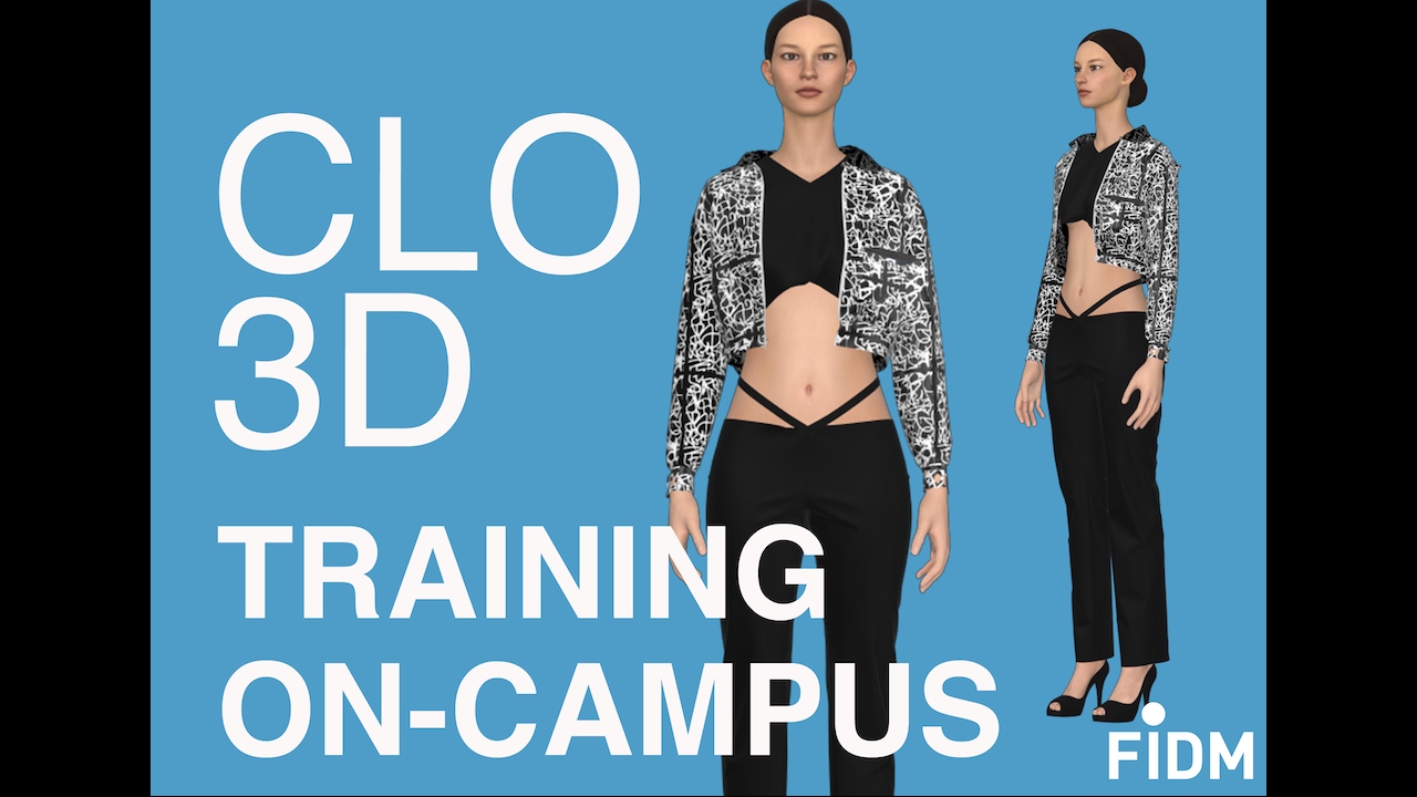 A graphic of CLO 3D designed apparel with the text CLO 3D Training On Campus