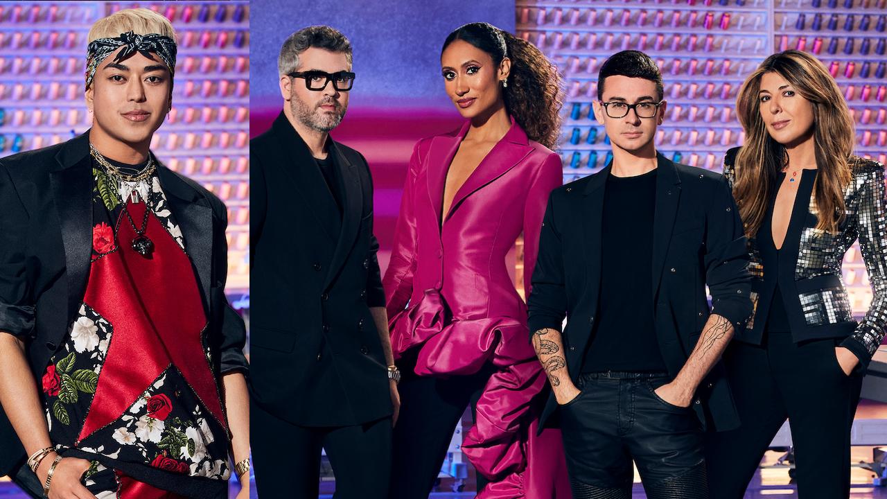 FIDM Alumnus Kenneth Barlis is pictured next to Project Runway's Judges and Mentor