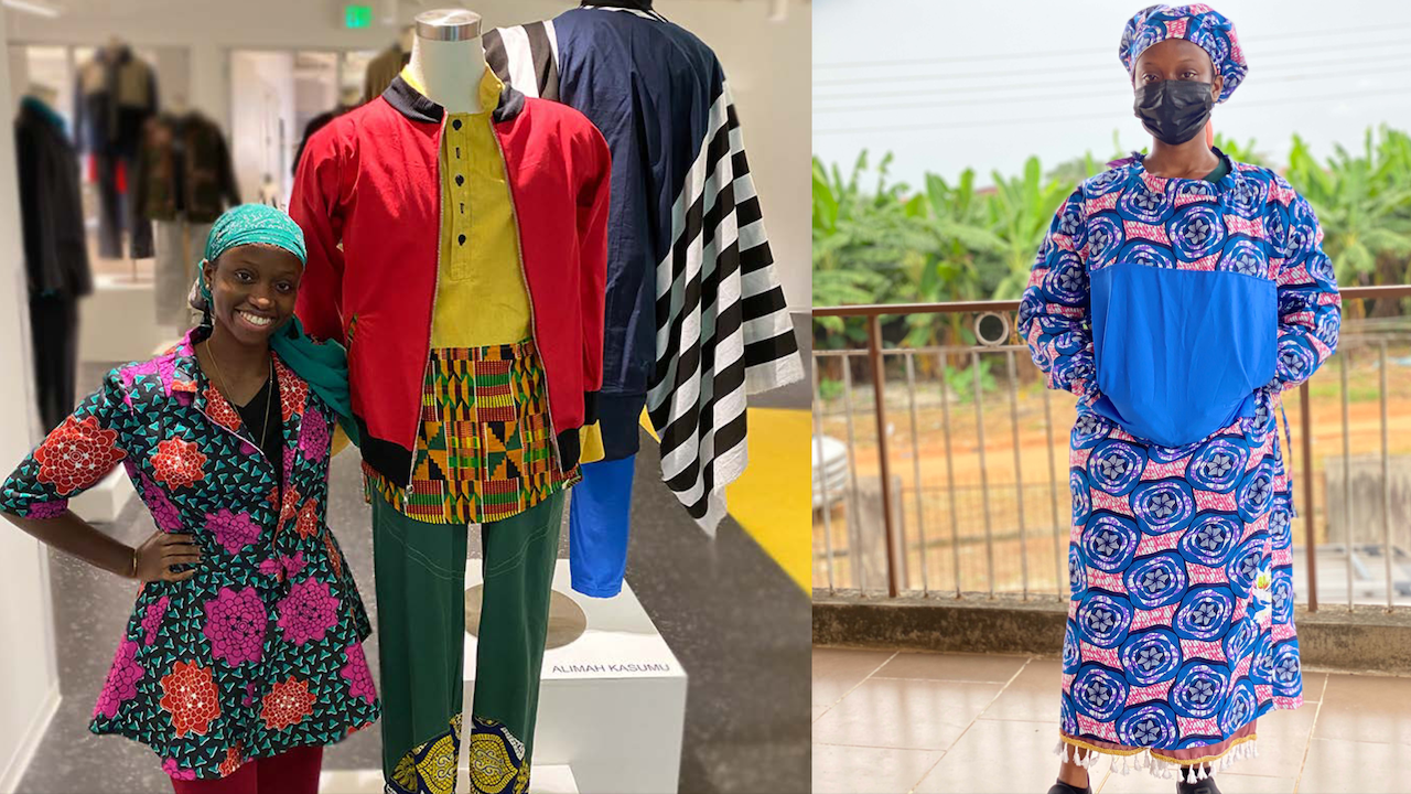 FIDM Menswear Graduate Alimah Kasumu poses with her recent designs