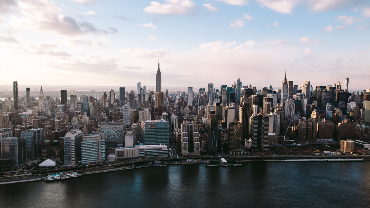 New York City skyline of high rise buildings