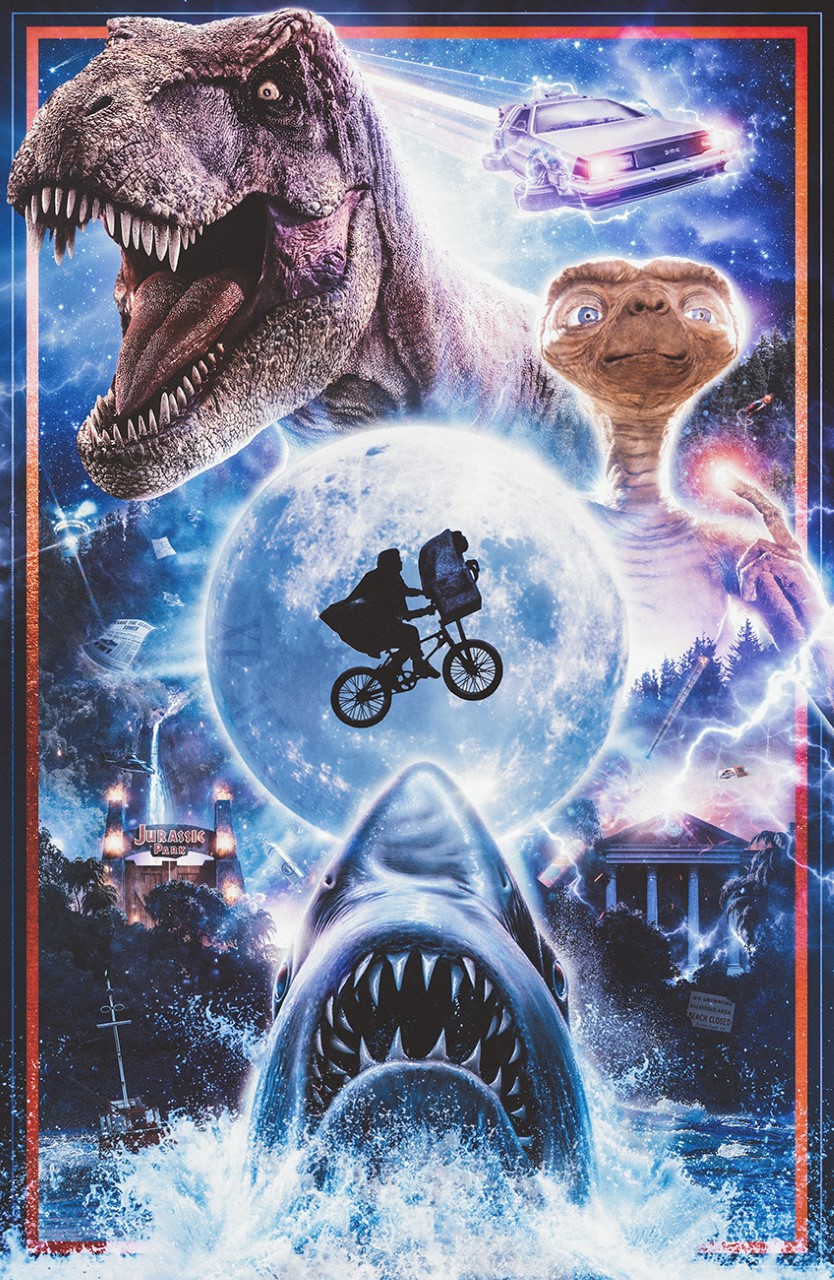 Steven Spielberg poster celebrating 4 iconic films